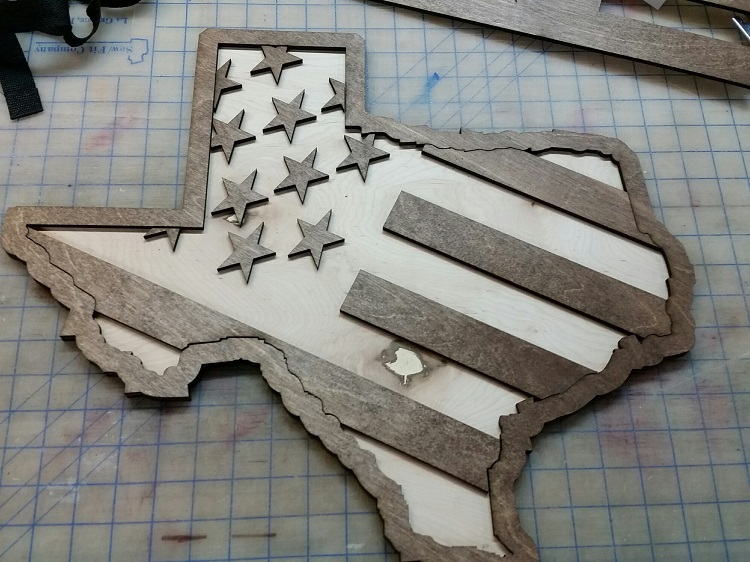 Texas USA Stars and Stripes Laser Engrave